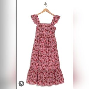New Maisie N Pink Flutter Sleeve Midi Dress Sz Medium